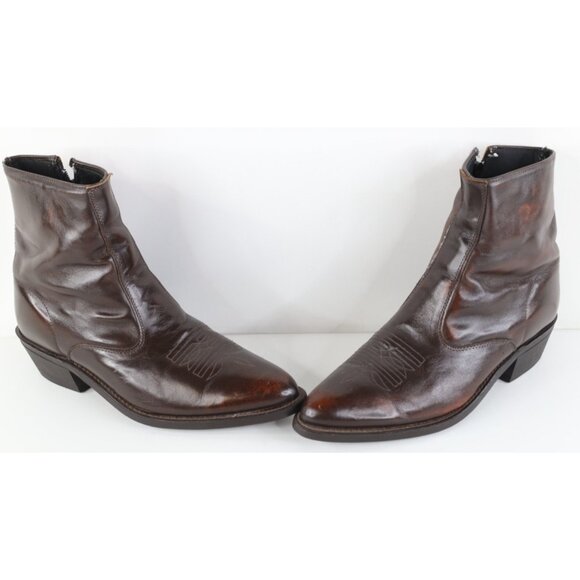 Vtg 70s Streetwear Mens 10 EW Tribal Leather Side Zip Chelsea Boots Brown USA